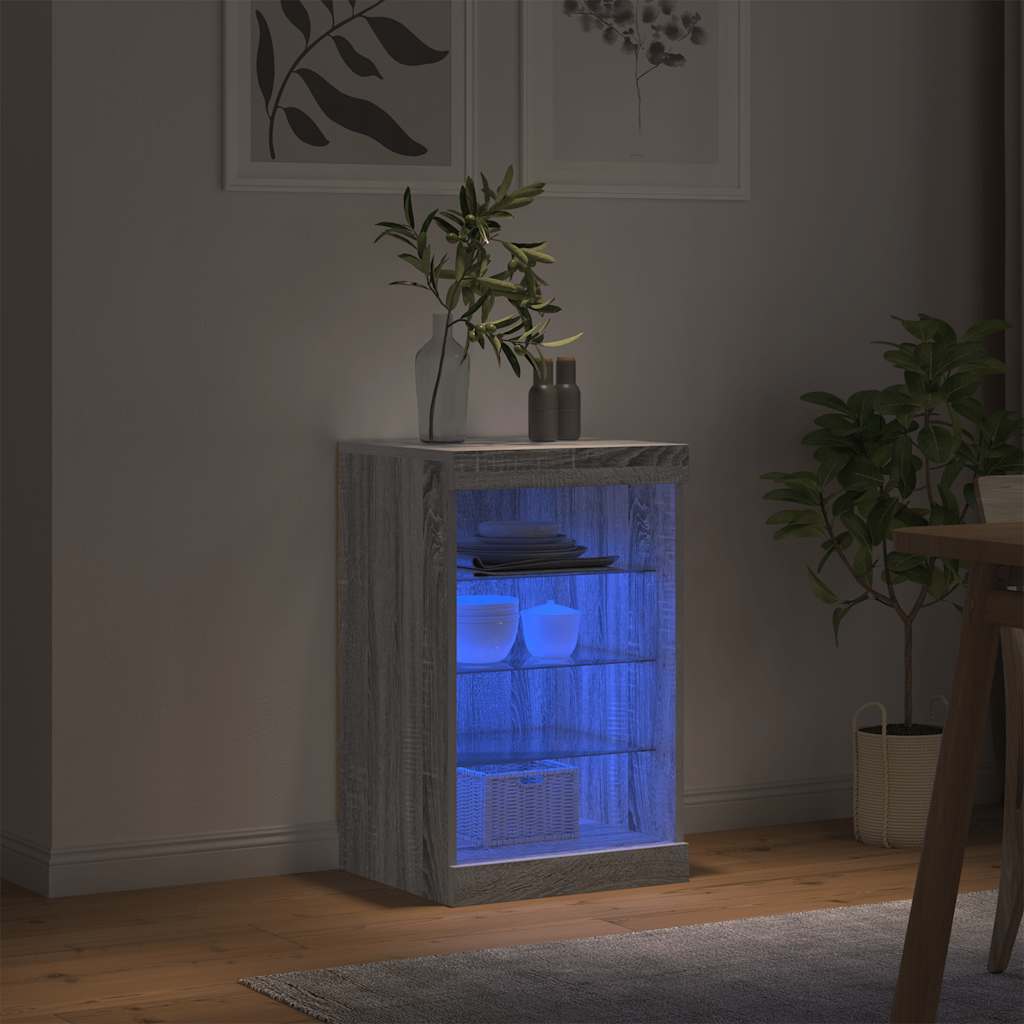 vidaXL Szafka z oświetleniem LED, szary dąb sonoma, 41x37x67 cm