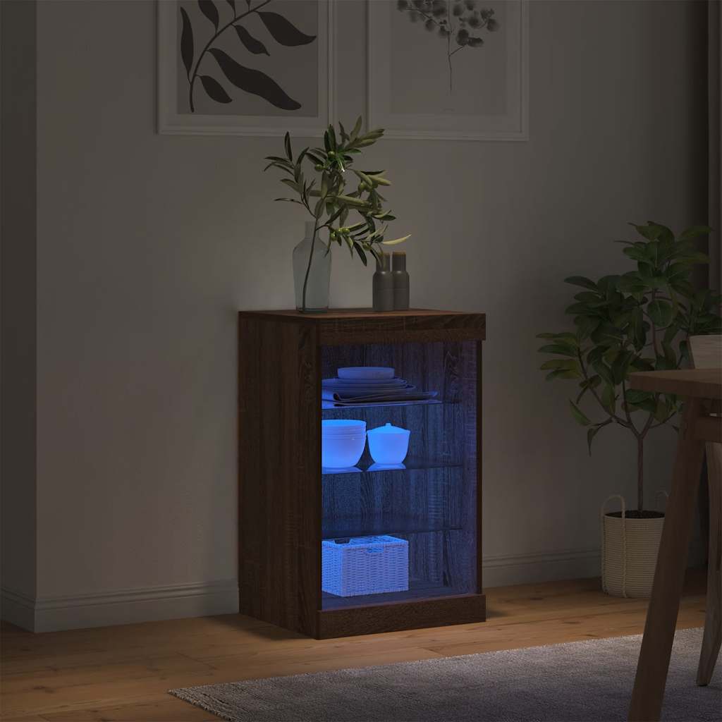 vidaXL Szafka z oświetleniem LED, brązowy dąb, 41x37x67 cm