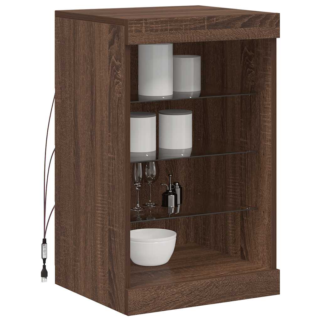 vidaXL Szafka z oświetleniem LED, brązowy dąb, 41x37x67 cm
