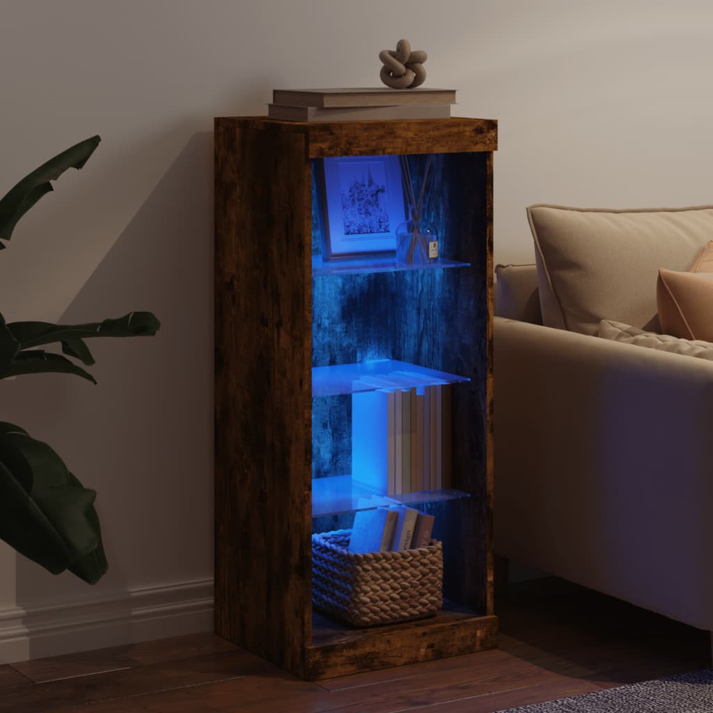 vidaXL Szafka z oświetleniem LED, przydymiony dąb, 41x37x100 cm