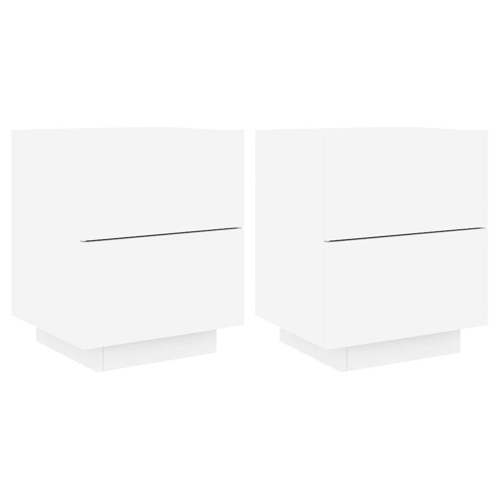 vidaXL Szafki nocne z LED, 2 szt., białe, materiał drewnopochodny