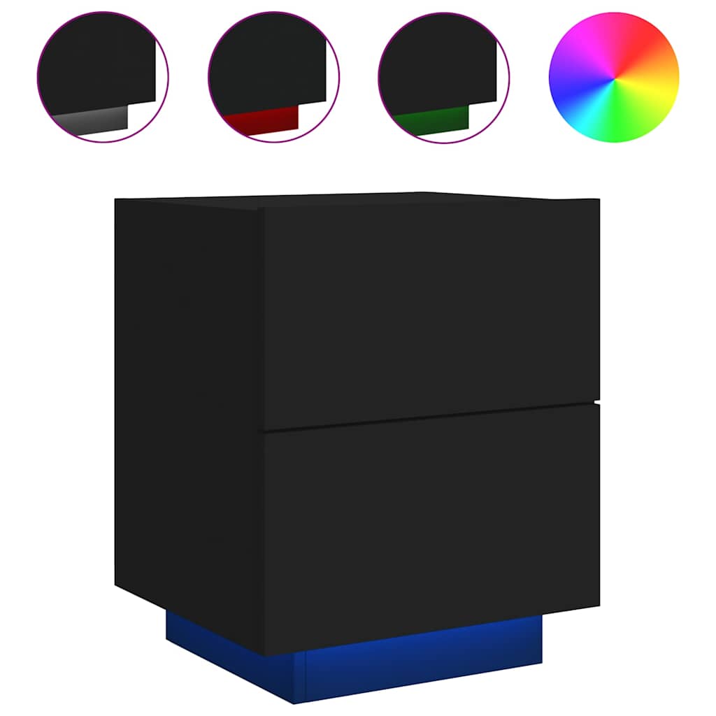 vidaXL Szafka nocna z LED, czarna, materiał drewnopochodny