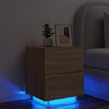 vidaXL Szafka nocna z LED, kolor dąb sonoma, materiał drewnopochodny