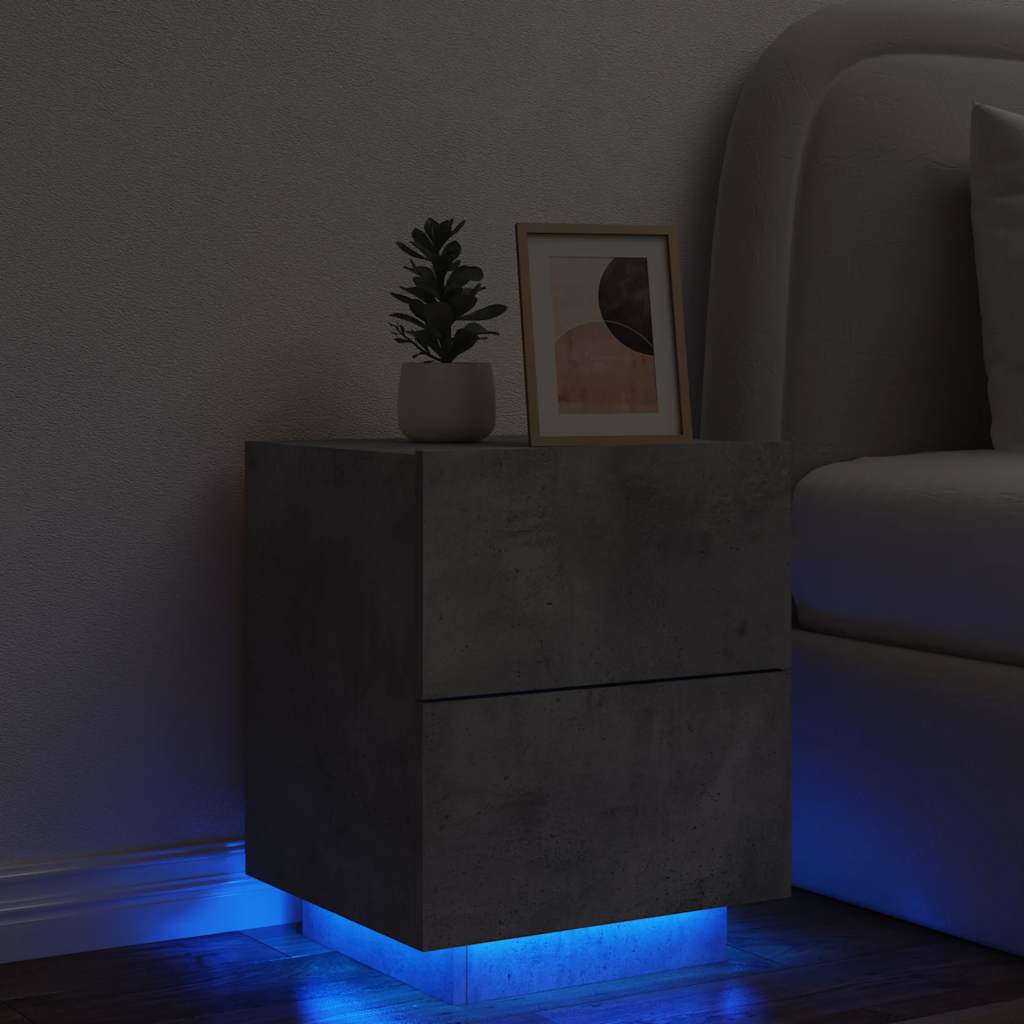 vidaXL Szafka nocna z LED, szarość betonu, materiał drewnopochodny