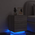 vidaXL Szafka nocna z LED, szary dąb sonoma, materiał drewnopochodny