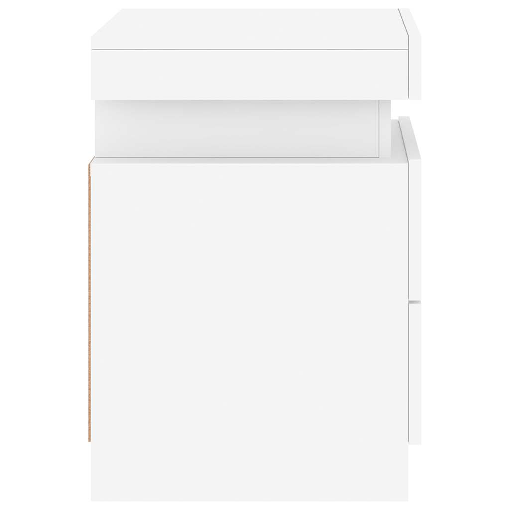 vidaXL Szafki nocne z oświetleniem LED, 2 szt., białe, 35x39x55 cm