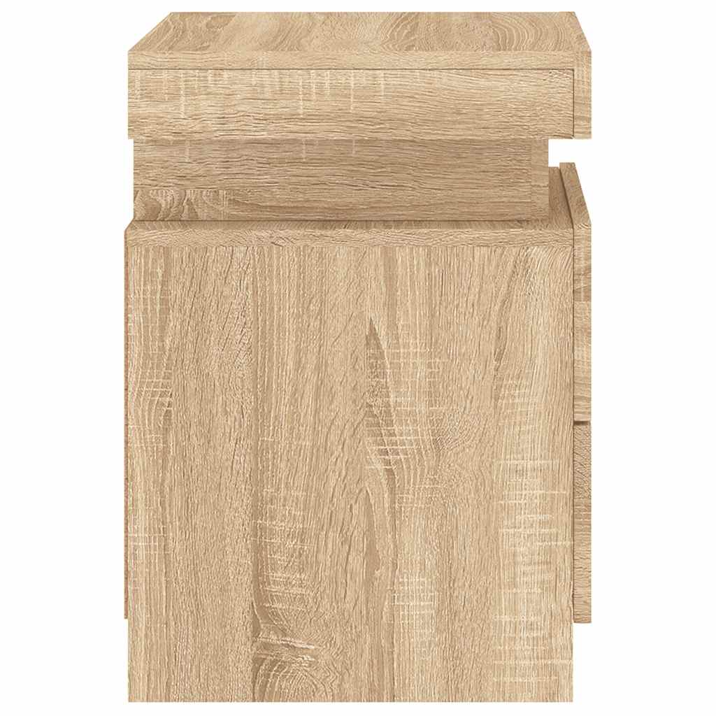 vidaXL Szafka nocna z oświetleniem LED, dąb sonoma, 35x39x55 cm