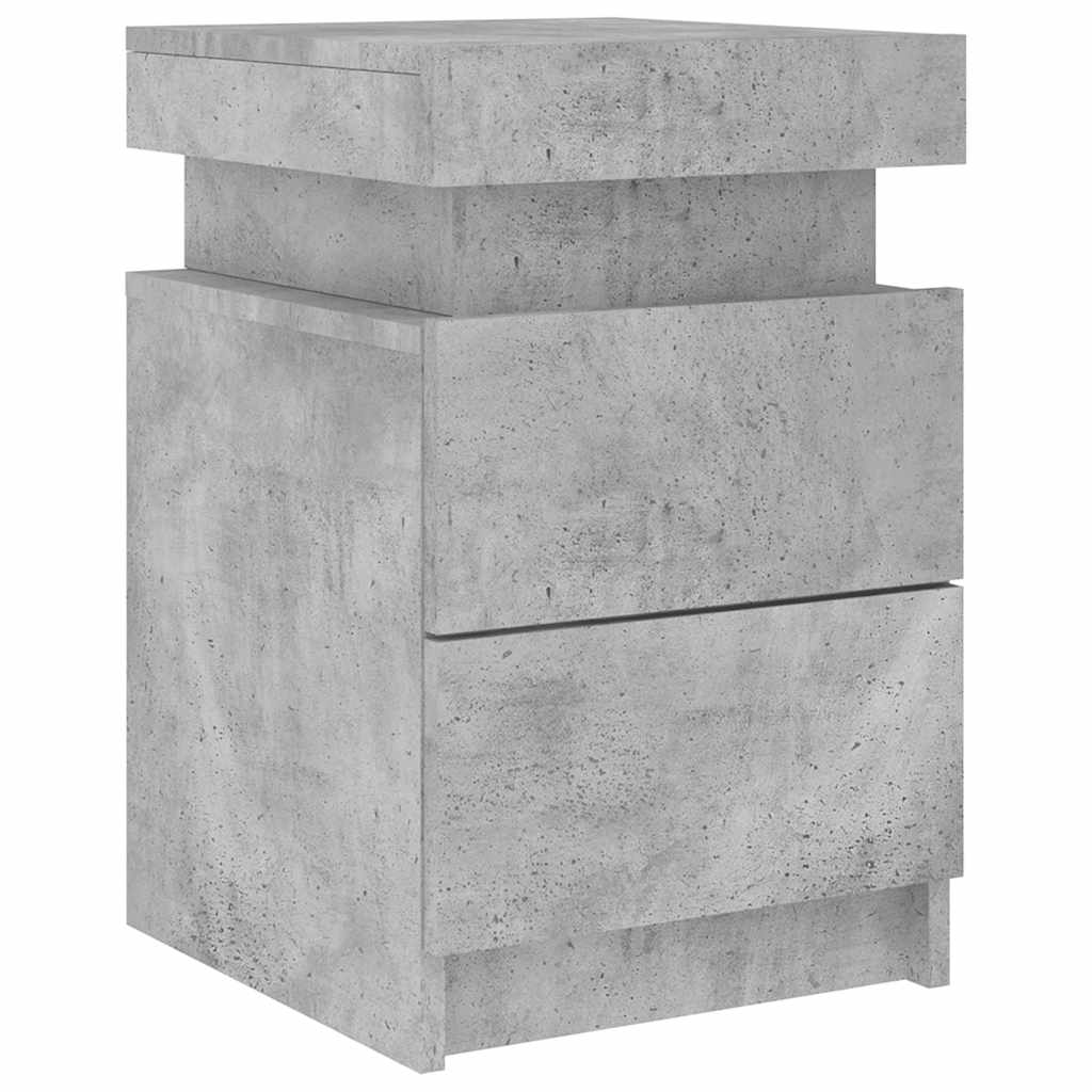 vidaXL Szafka nocna z oświetleniem LED, szarość betonu, 35x39x55 cm
