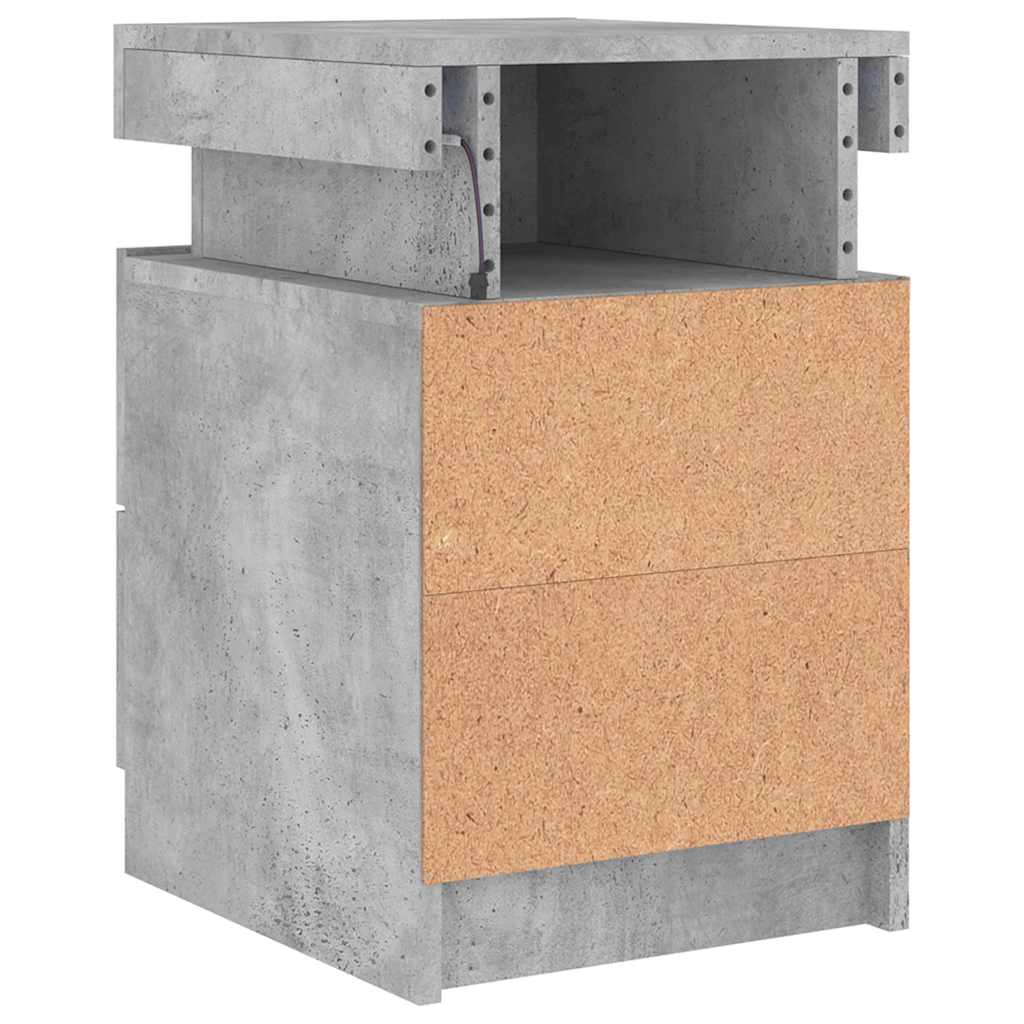 vidaXL Szafka nocna z oświetleniem LED, szarość betonu, 35x39x55 cm
