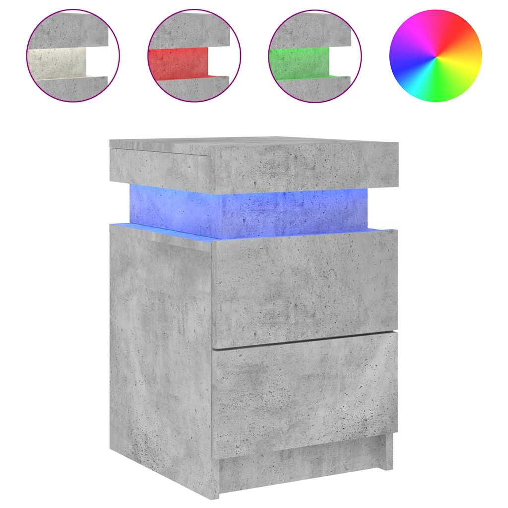 vidaXL Szafki nocne z LED, 2 szt., szarość betonu, 35x39x55 cm