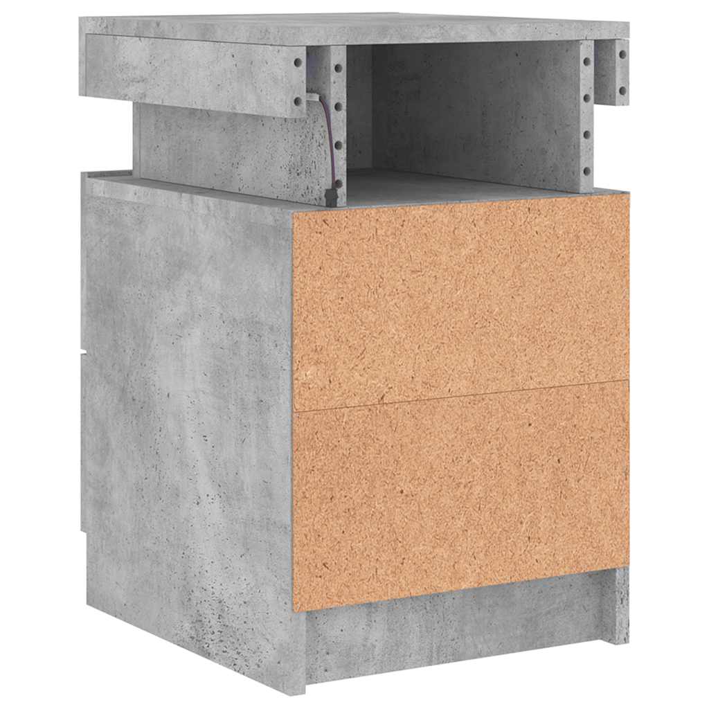 vidaXL Szafki nocne z LED, 2 szt., szarość betonu, 35x39x55 cm