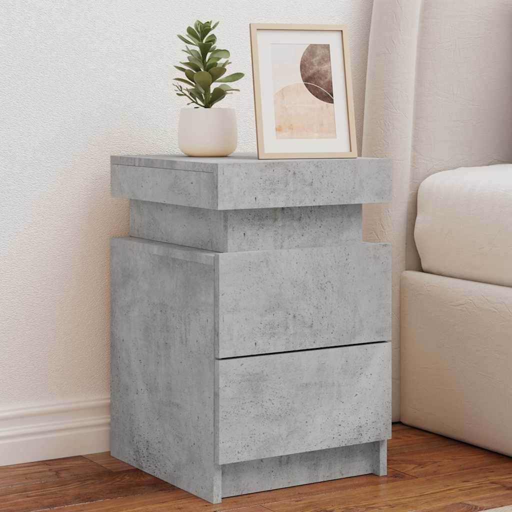 vidaXL Szafki nocne z LED, 2 szt., szarość betonu, 35x39x55 cm
