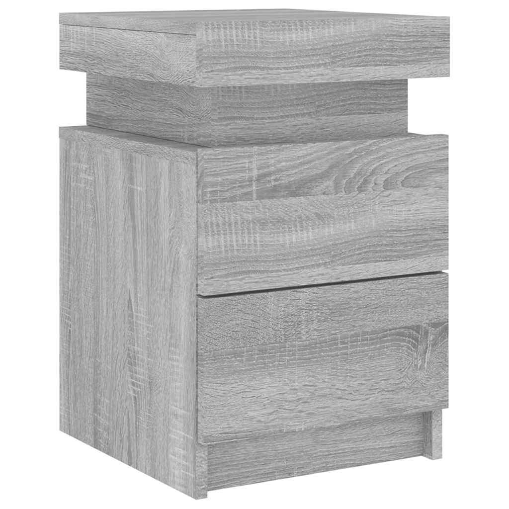 vidaXL Szafki nocne z LED, 2 szt., szary dąb sonoma, 35x39x55 cm