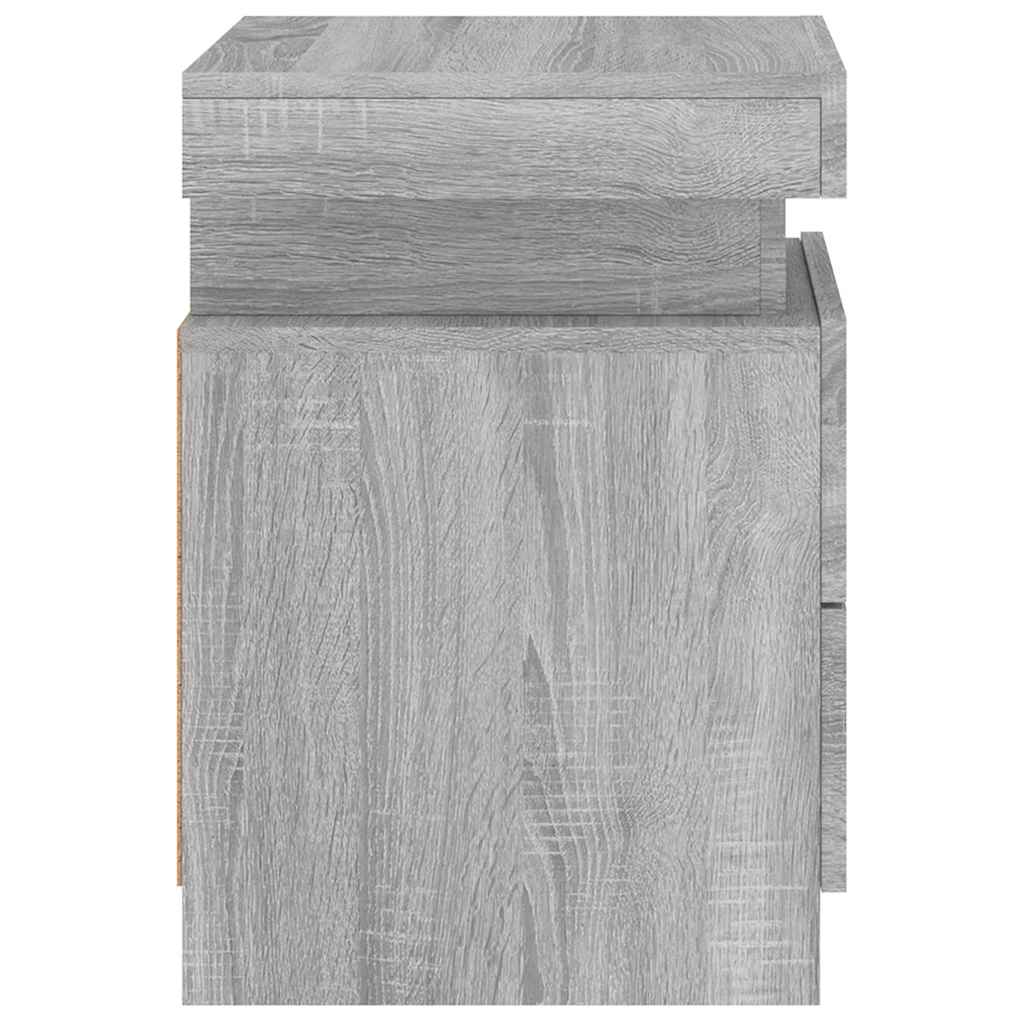 vidaXL Szafki nocne z LED, 2 szt., szary dąb sonoma, 35x39x55 cm