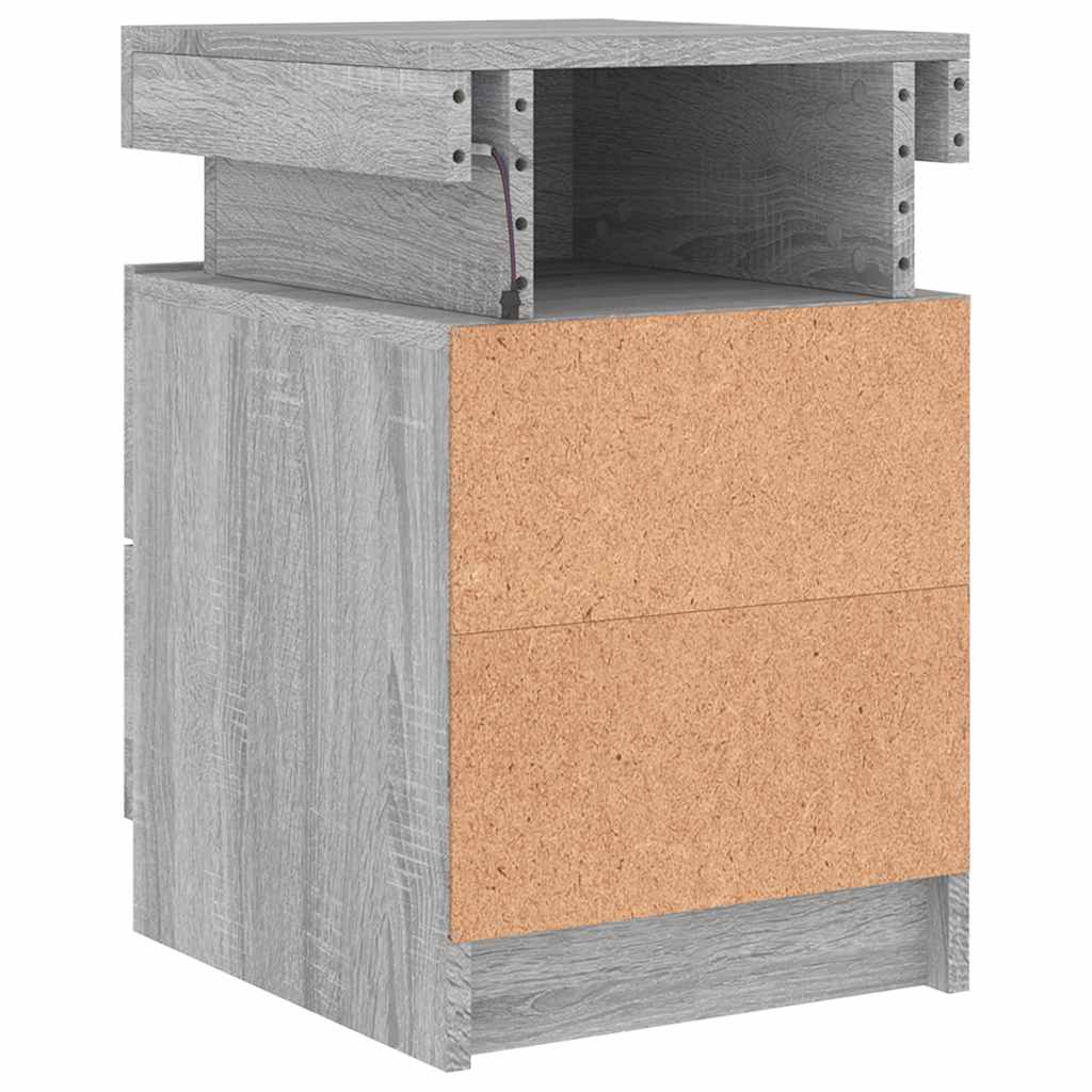 vidaXL Szafki nocne z LED, 2 szt., szary dąb sonoma, 35x39x55 cm
