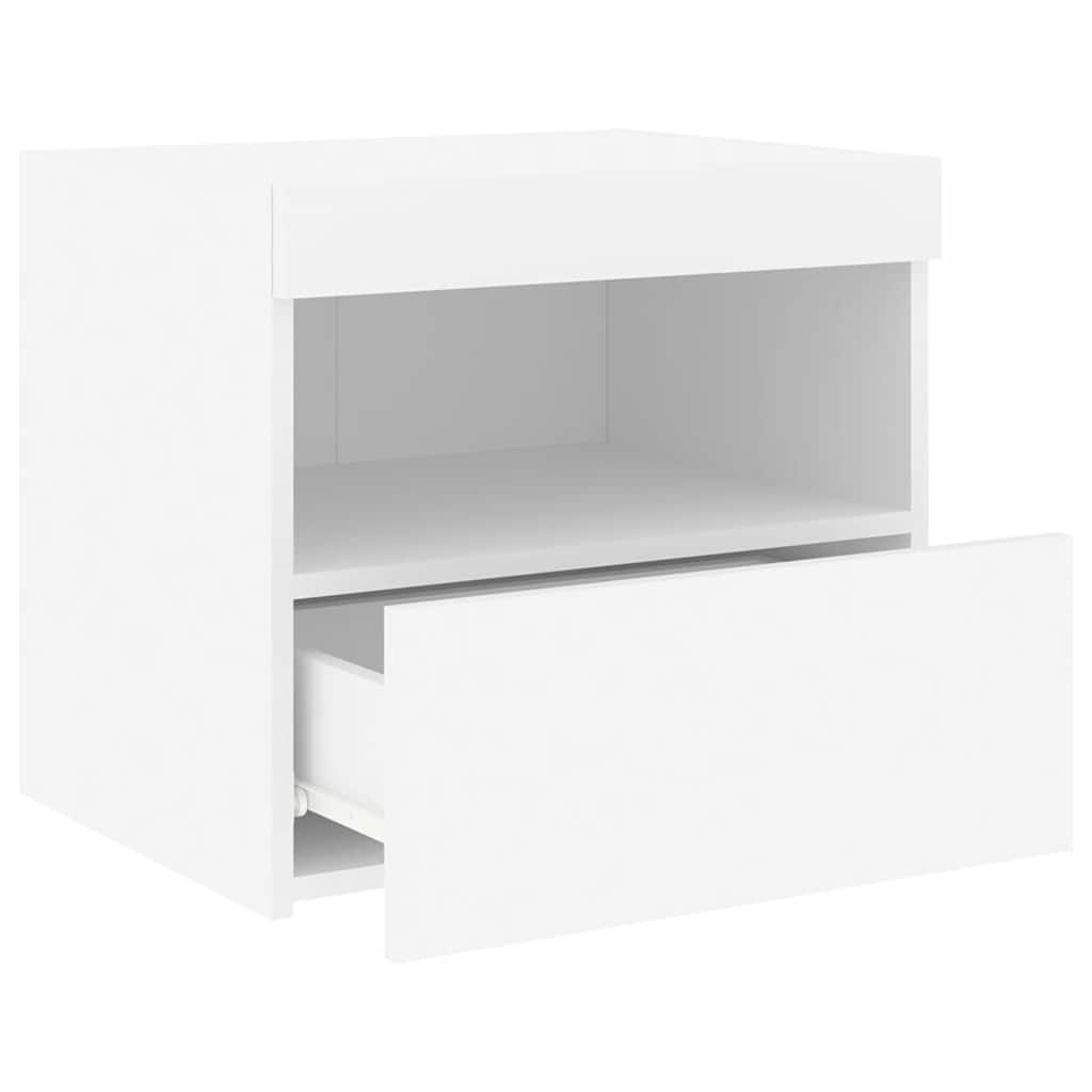 vidaXL Szafka nocna z oświetleniem LED, biała, 50x40x45 cm