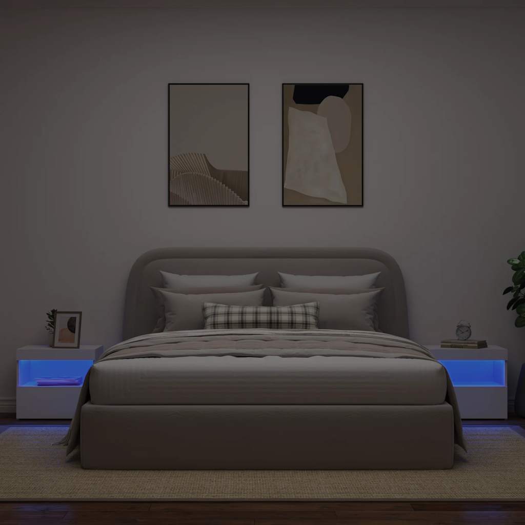 vidaXL Szafki nocne z oświetleniem LED, 2 szt., białe, 50x40x45 cm