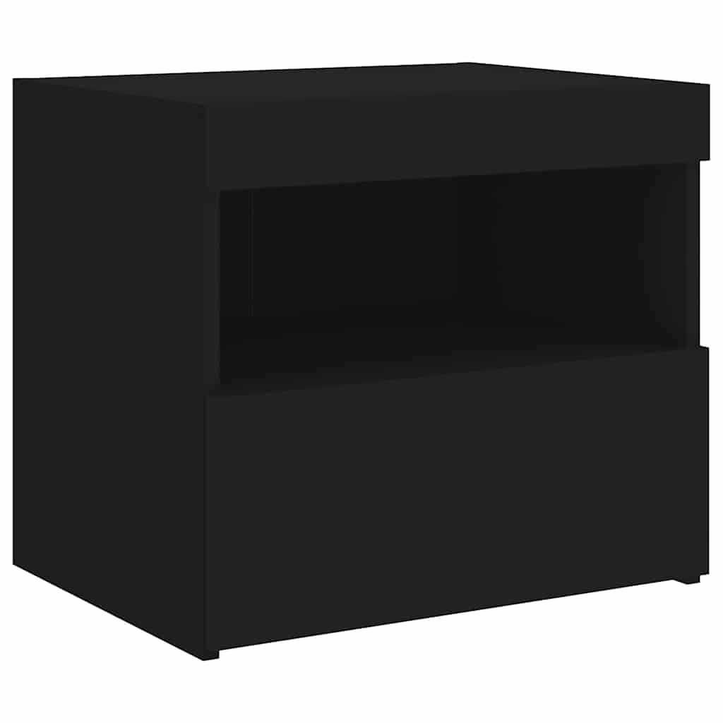 vidaXL Szafki nocne z oświetleniem LED, 2 szt., czarne, 50x40x45 cm