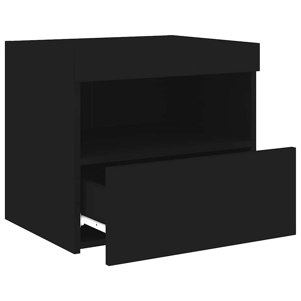 vidaXL Szafki nocne z oświetleniem LED, 2 szt., czarne, 50x40x45 cm
