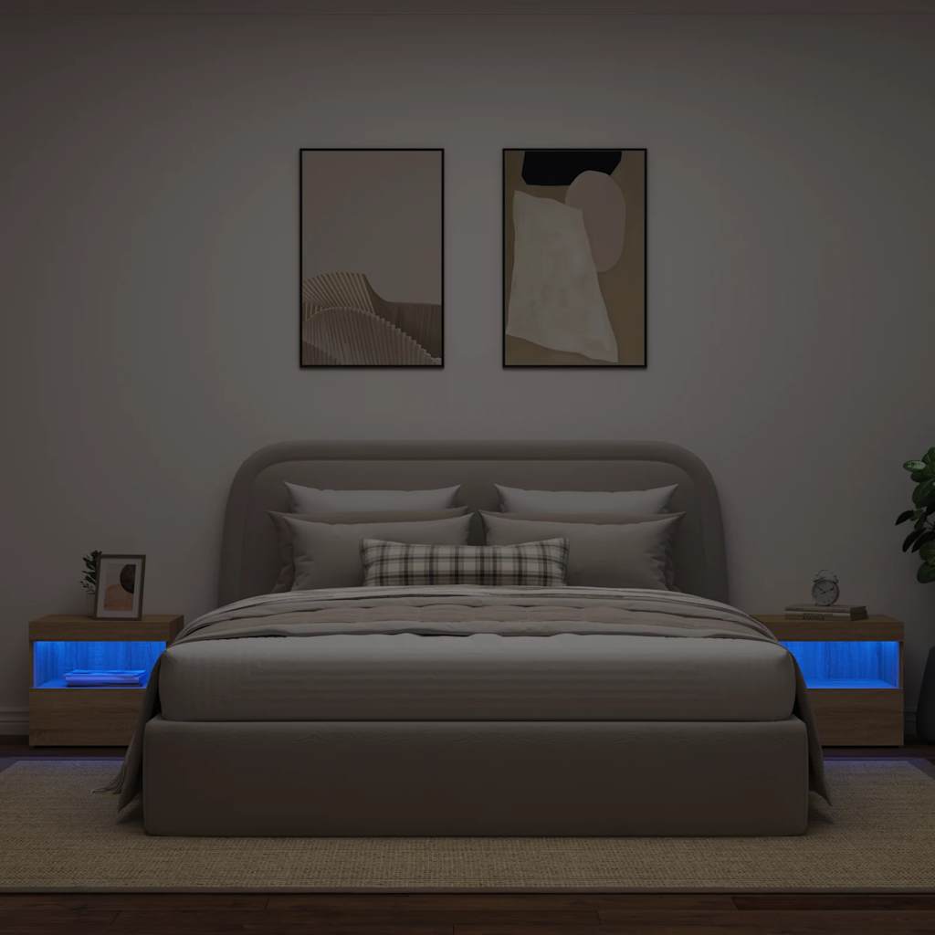 vidaXL Szafki nocne z LED, 2 szt., dąb sonoma, 50x40x45 cm