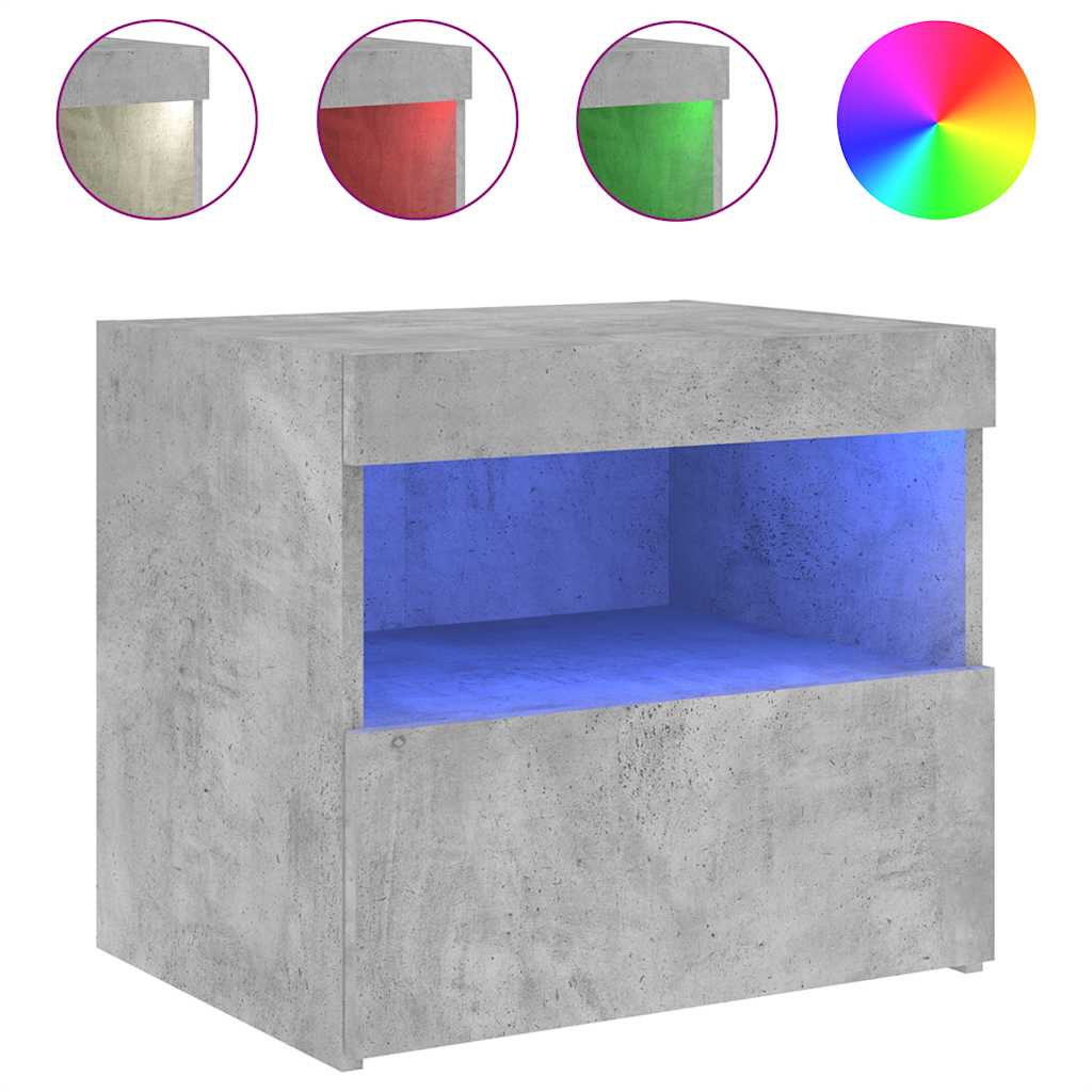 vidaXL Szafka nocna z oświetleniem LED, szarość betonu, 50x40x45 cm