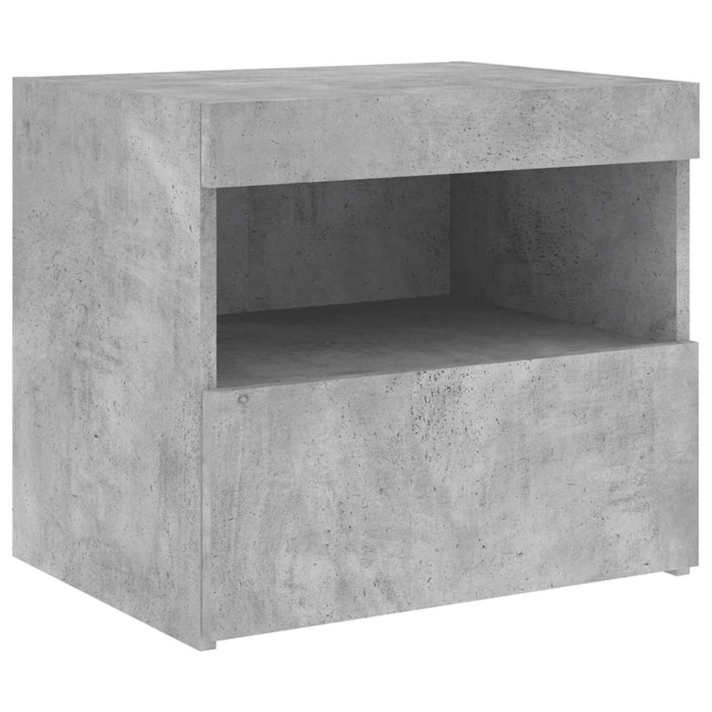 vidaXL Szafka nocna z oświetleniem LED, szarość betonu, 50x40x45 cm
