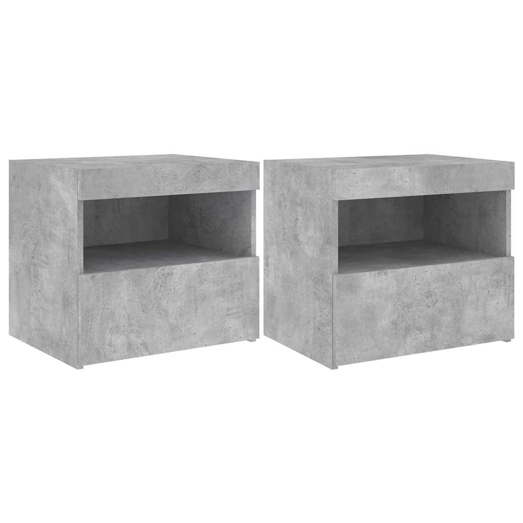 vidaXL Szafki nocne z LED, 2 szt., szarość betonu, 50x40x45 cm