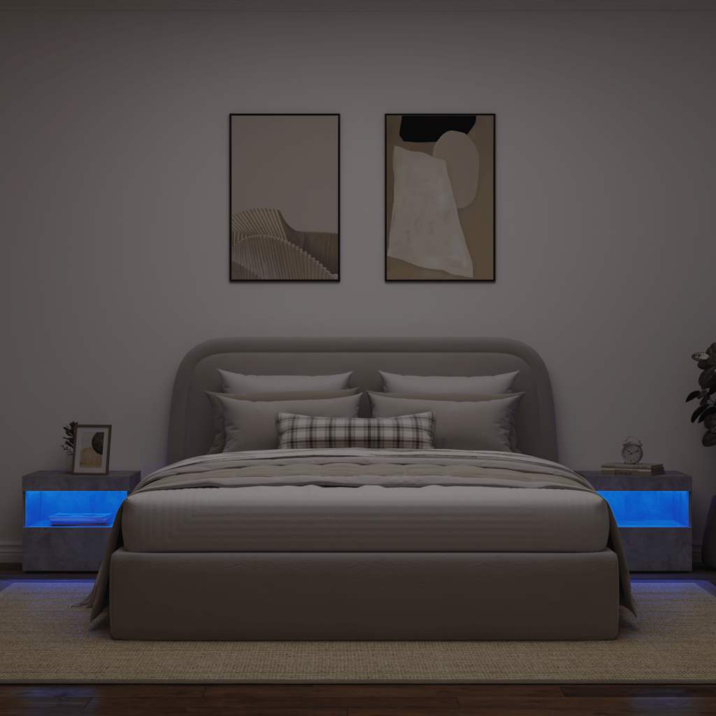 vidaXL Szafki nocne z LED, 2 szt., szarość betonu, 50x40x45 cm