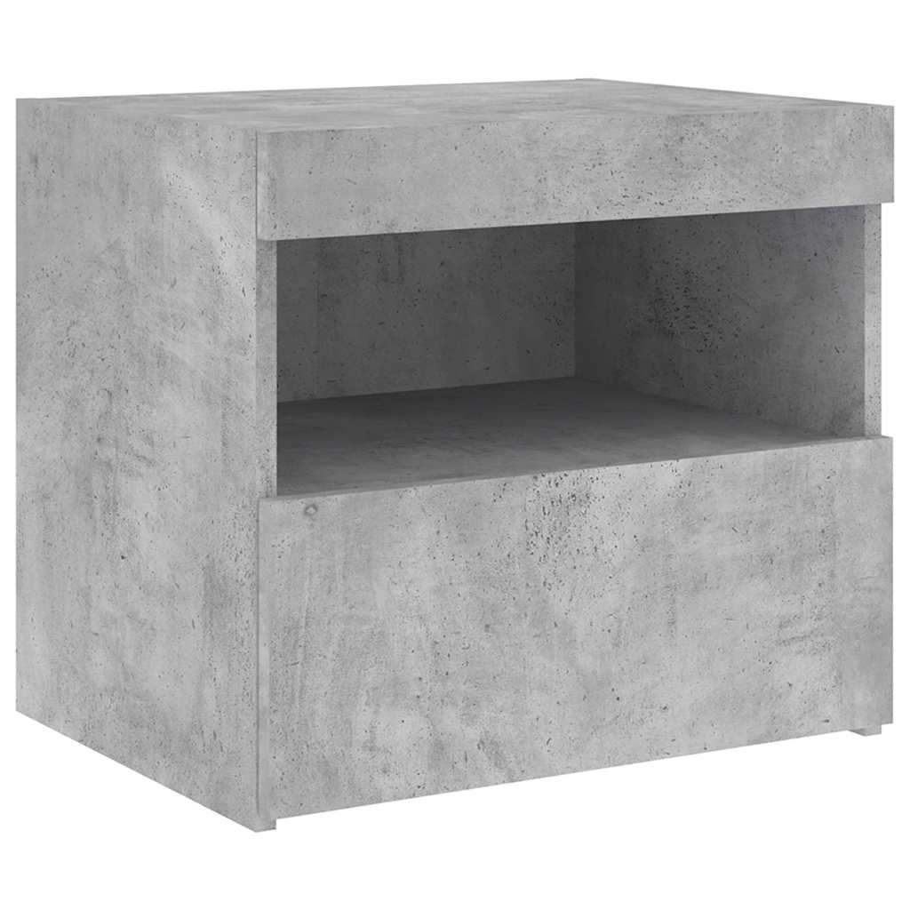 vidaXL Szafki nocne z LED, 2 szt., szarość betonu, 50x40x45 cm