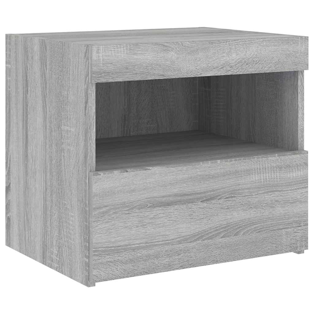 vidaXL Szafka nocna z LED, szary dąb sonoma, 50x40x45 cm