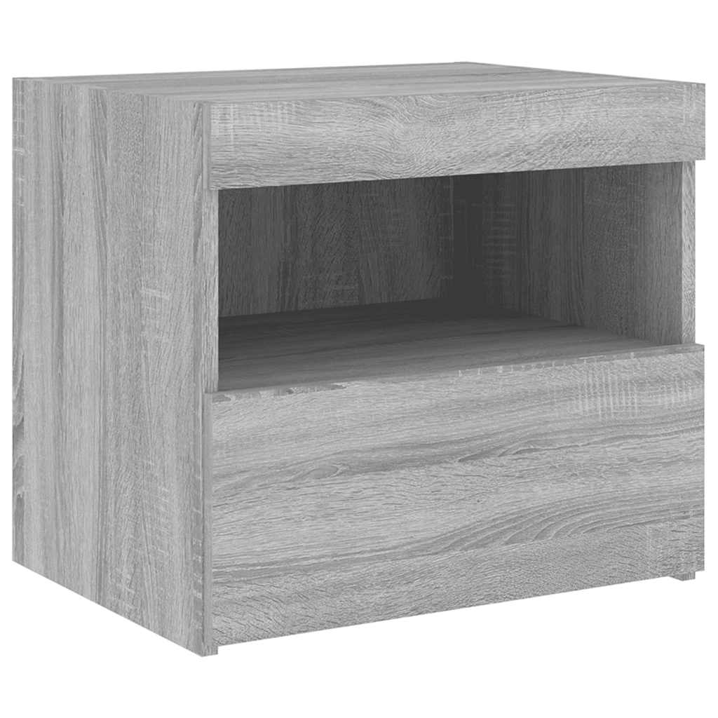 vidaXL Szafki nocne z LED, 2 szt., szary dąb sonoma, 50x40x45 cm
