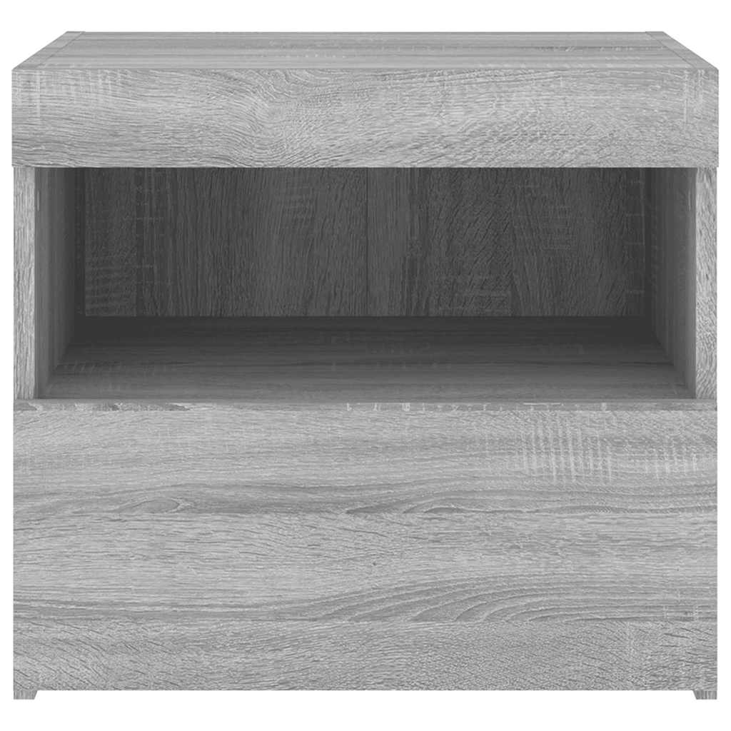 vidaXL Szafki nocne z LED, 2 szt., szary dąb sonoma, 50x40x45 cm
