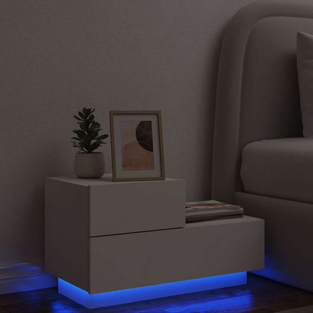vidaXL Szafka nocna z oświetleniem LED, biała, 70x36x40,5 cm