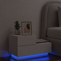 vidaXL Szafka nocna z oświetleniem LED, biała, 70x36x40,5 cm