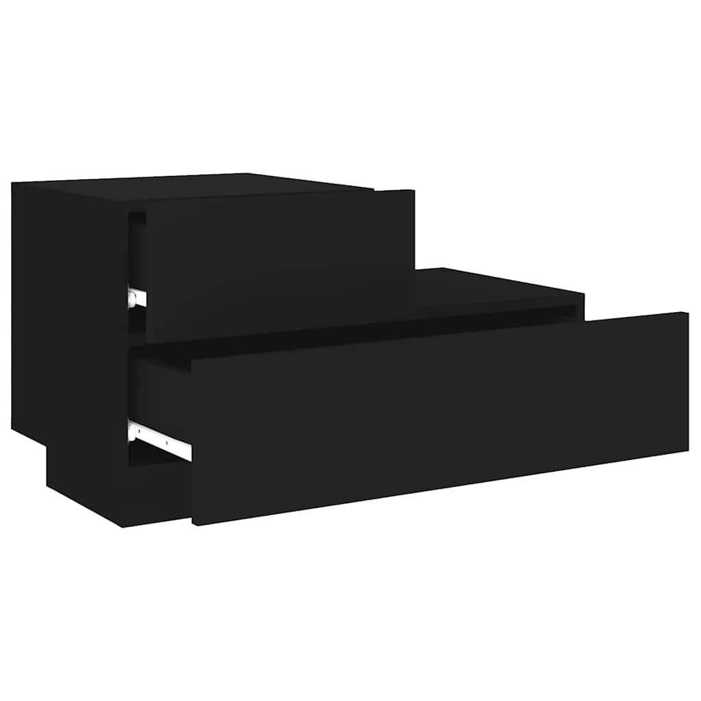 vidaXL Szafka nocna z oświetleniem LED, czarna, 70x36x40,5 cm