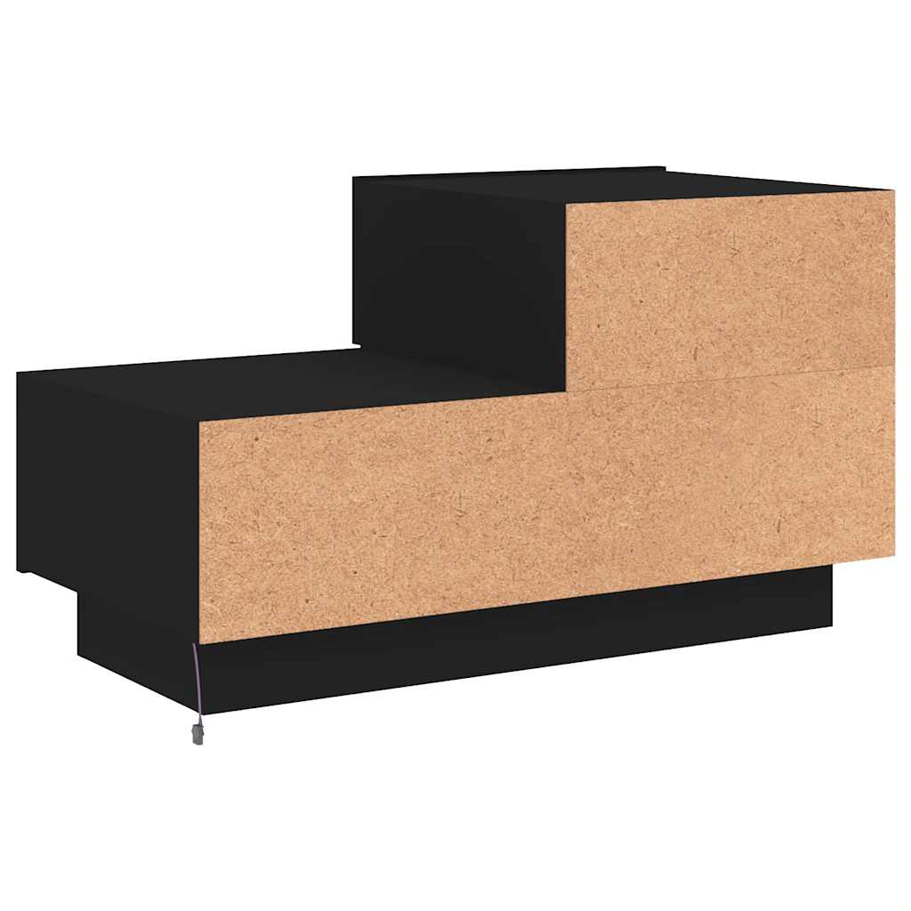 vidaXL Szafka nocna z oświetleniem LED, czarna, 70x36x40,5 cm