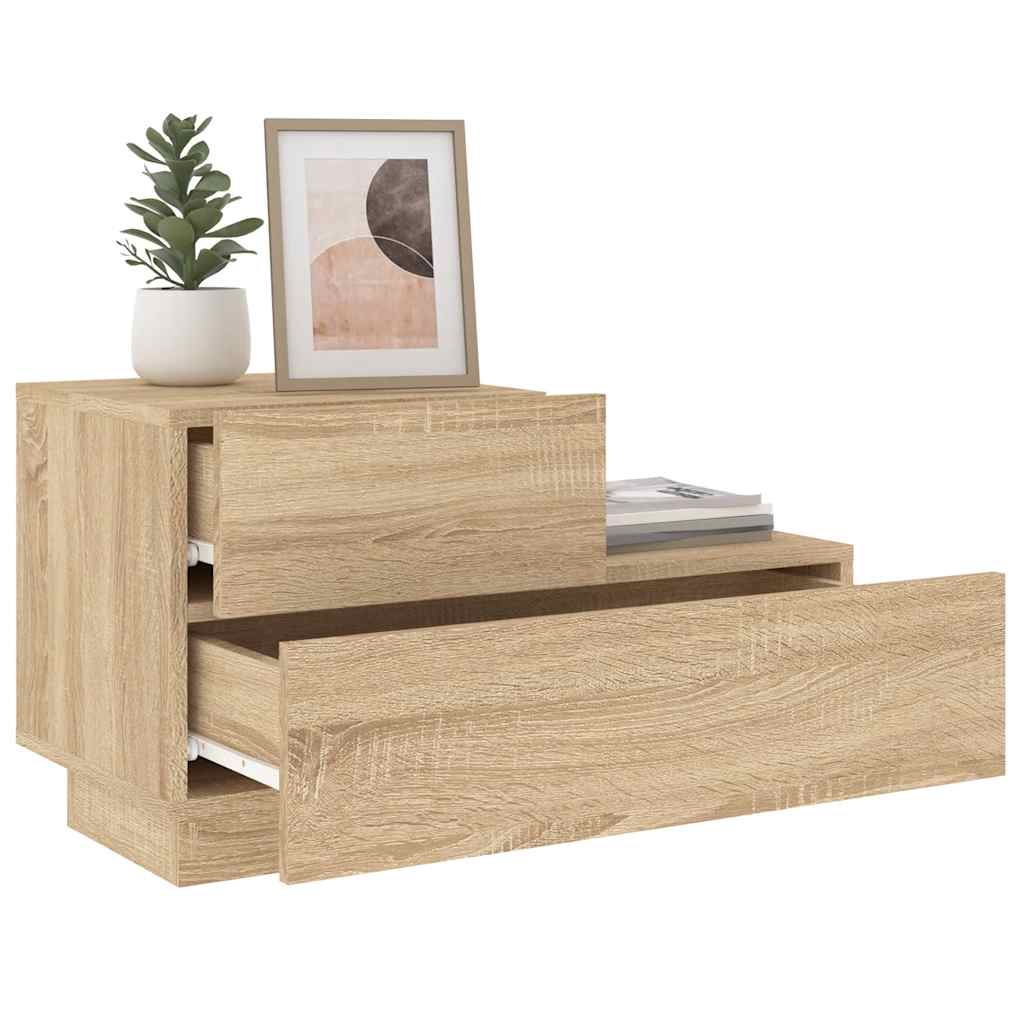 vidaXL Szafka nocna z oświetleniem LED, dąb sonoma, 70x36x40,5 cm