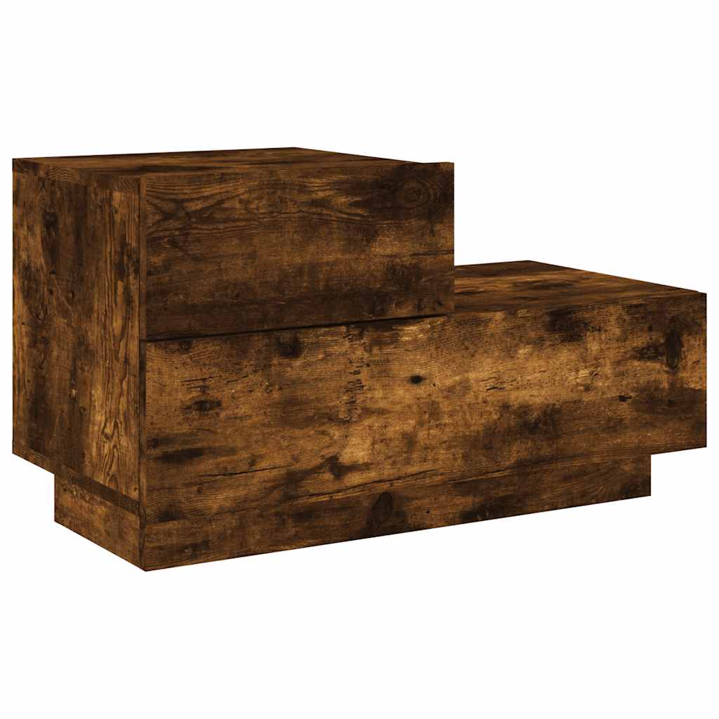 vidaXL Szafka nocna z oświetleniem LED, przydymiony dąb, 70x36x40,5 cm
