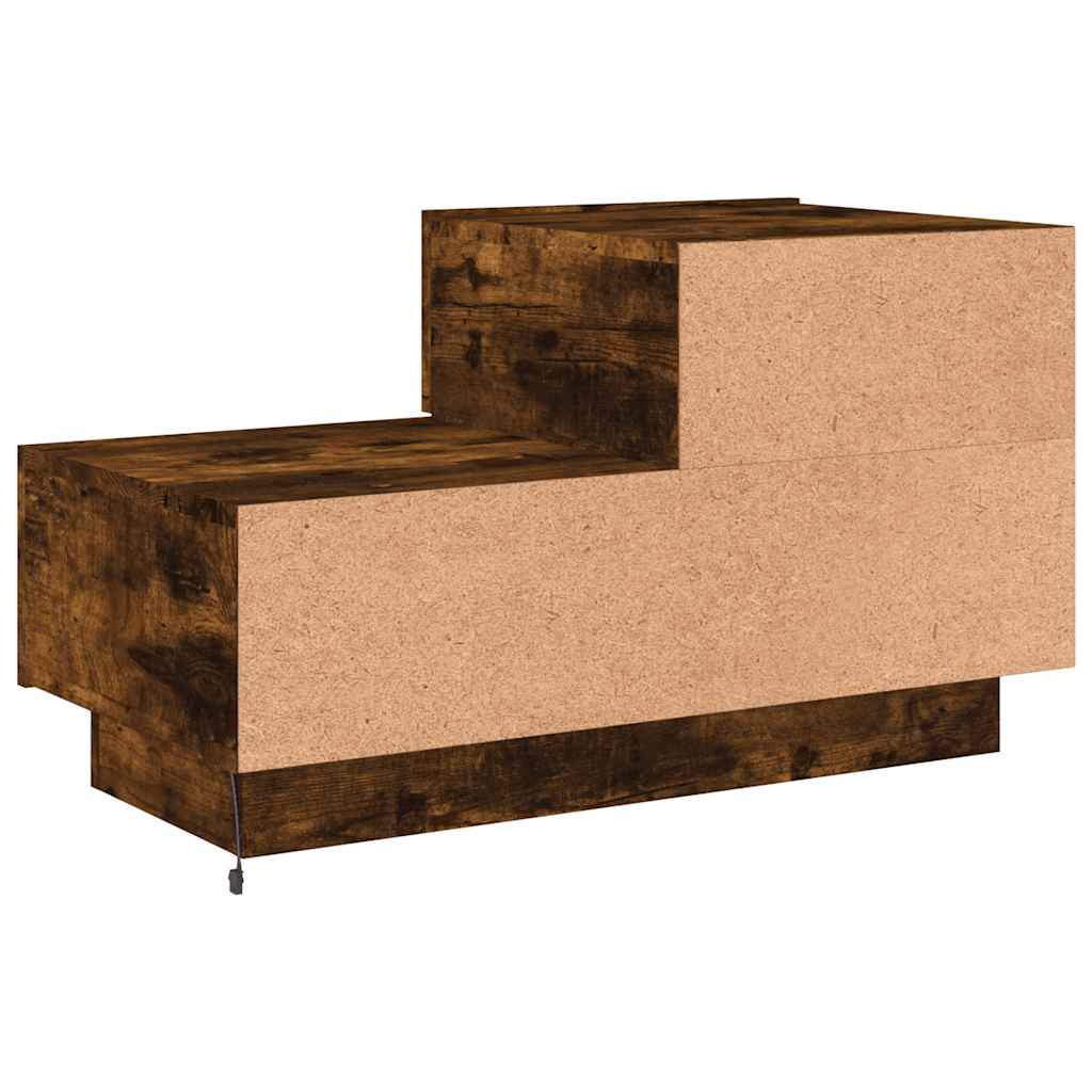 vidaXL Szafka nocna z oświetleniem LED, przydymiony dąb, 70x36x40,5 cm