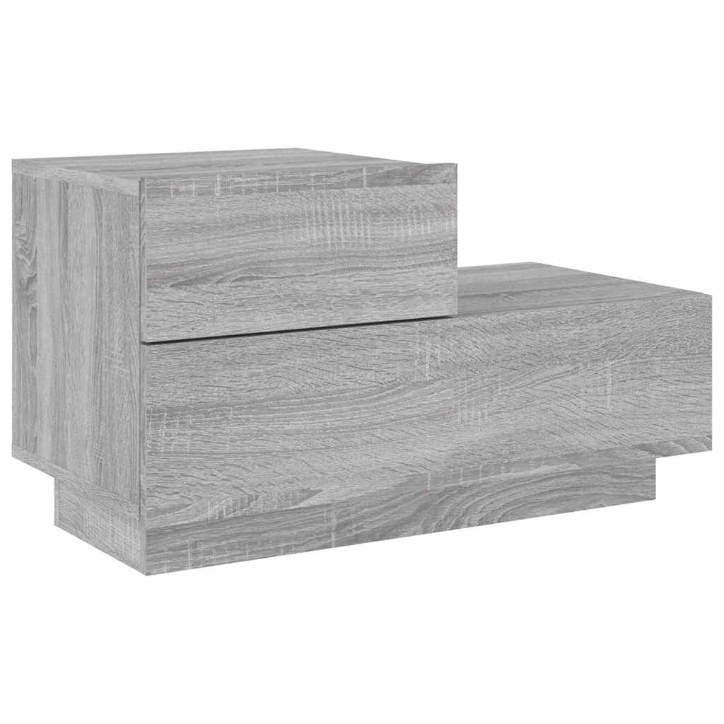 vidaXL Szafka nocna z LED, szary dąb sonoma, 70x36x40,5 cm