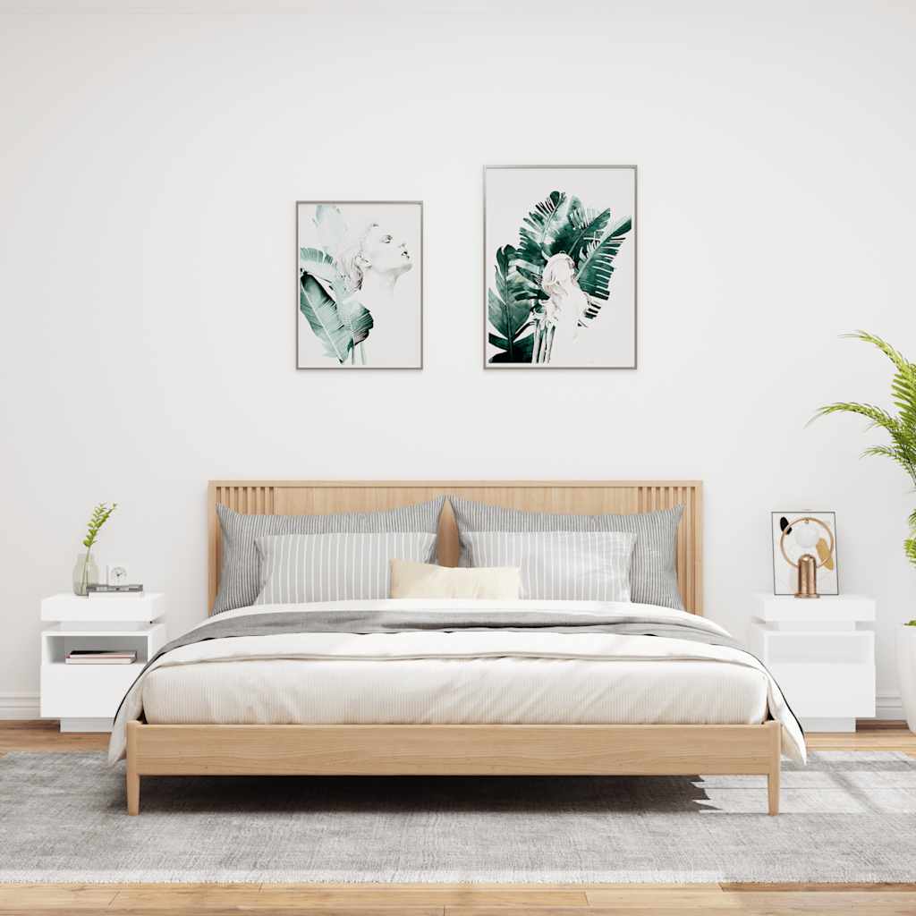 vidaXL Szafki nocne z oświetleniem LED, 2 szt., białe, 40x39x48,5 cm