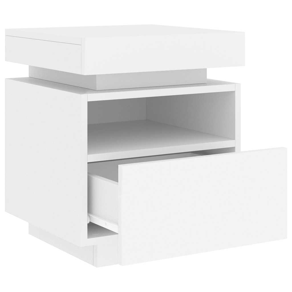 vidaXL Szafki nocne z oświetleniem LED, 2 szt., białe, 40x39x48,5 cm