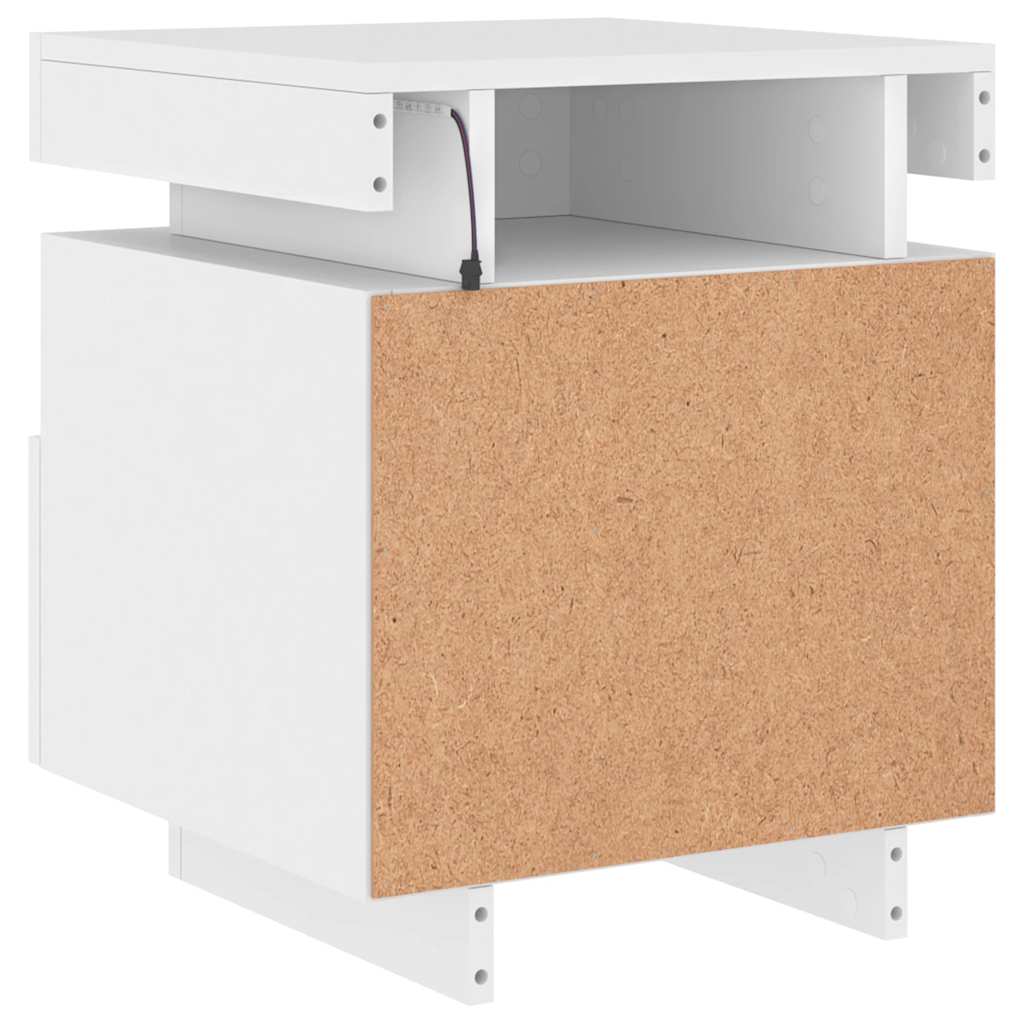 vidaXL Szafki nocne z oświetleniem LED, 2 szt., białe, 40x39x48,5 cm