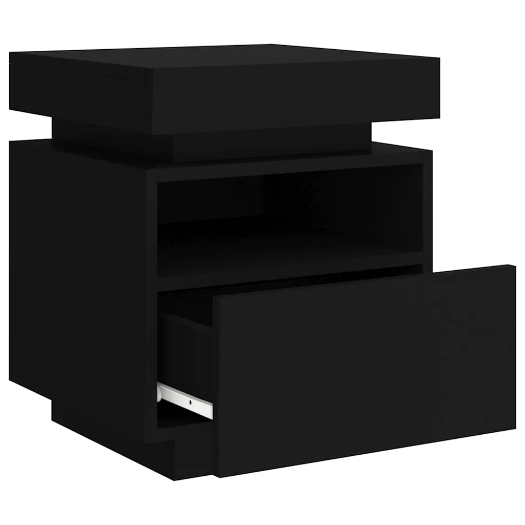 vidaXL Szafki nocne z oświetleniem LED, 2 szt., czarne, 40x39x48,5 cm