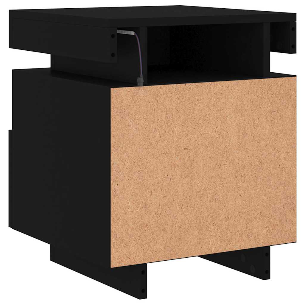 vidaXL Szafki nocne z oświetleniem LED, 2 szt., czarne, 40x39x48,5 cm