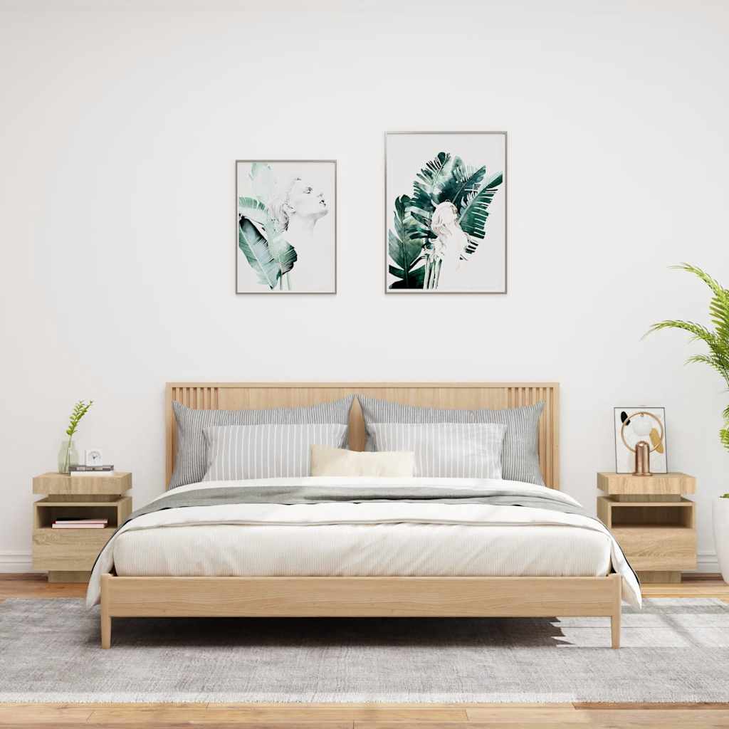vidaXL Szafki nocne z LED, 2 szt., dąb sonoma, 40x39x48,5 cm