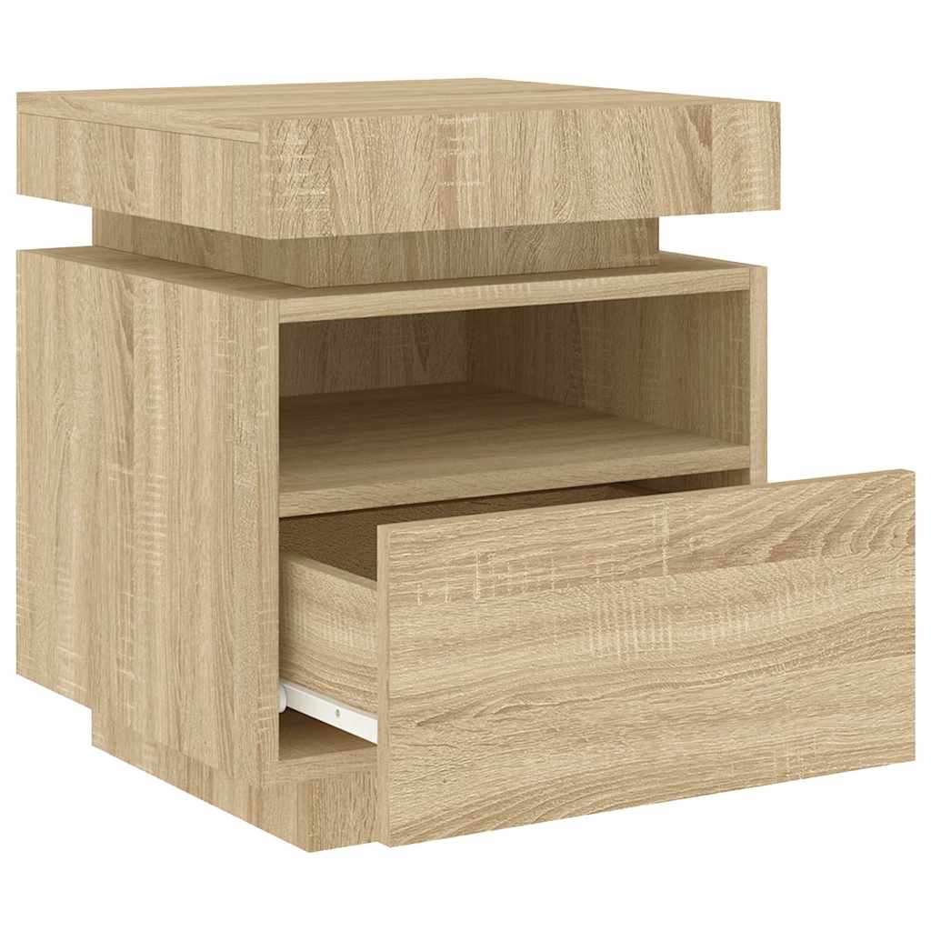 vidaXL Szafki nocne z LED, 2 szt., dąb sonoma, 40x39x48,5 cm