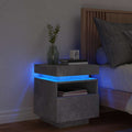 vidaXL Szafka nocna z oświetleniem LED, szarość betonu, 40x39x48,5 cm