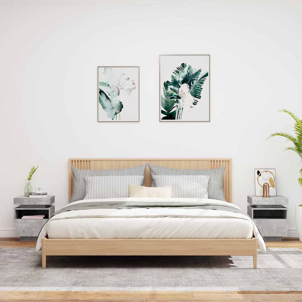 vidaXL Szafki nocne z LED, 2 szt., szarość betonu, 40x39x48,5 cm