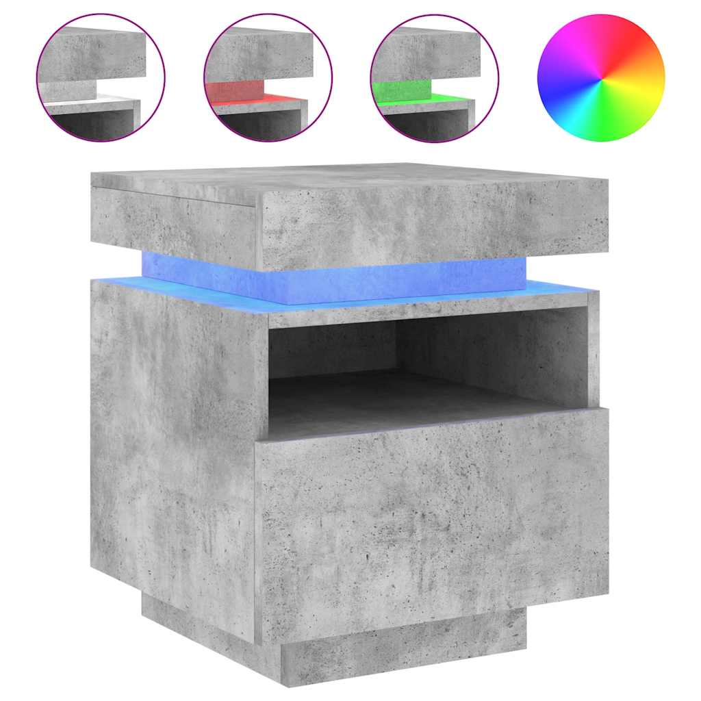 vidaXL Szafki nocne z LED, 2 szt., szarość betonu, 40x39x48,5 cm